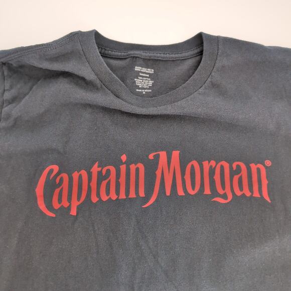 Tangerine Unisex Black with Red Captain Morgan Logo Cotton T-Shirt - Size M -GUC - Picture 4 of 9